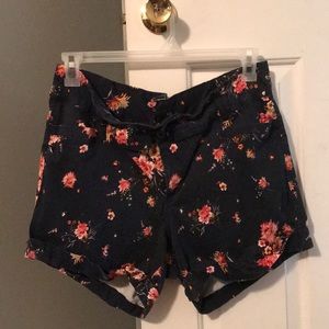 Dark blue and flower print shorts
